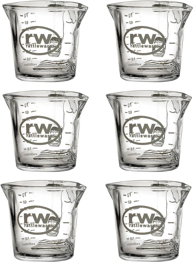 Rattleware Rattleware Espresso Shot Glass Pitcher  Double Spouted Genuine Barista Measuring Cup with Graduations in Ml  Oz  HighVolume CommercialGrade for Swift Espresso Pouring  Precision 3 Oz 6Pc 