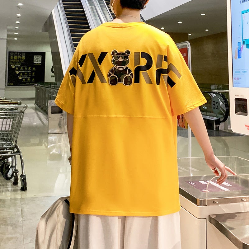 240g Cotton Short-sleeved T-shirt Men's Summer New Cyber Celebrity Trendy Brand Loose Trendy Easy-to-match Duffian Handsome Men's Top - Image 1