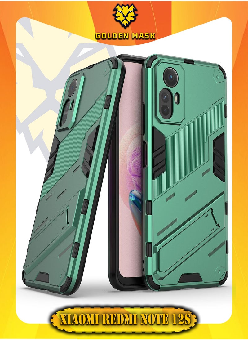 جولدن ماسك - شاومى ريدمى نوت 12 اس (Xiaomi Redmi Note 12S) جراب بانك كفر حماية للهاتف - (اخضر) - Image 1