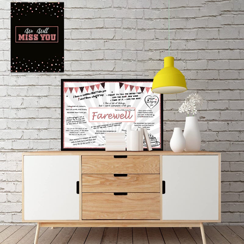 Sumind Large Farewell Greeting Card 13.8 x 21.6 Inch Farewell Gifts for Coworkers Friend Goodbye We Will Miss You Going Away Guest Signature Book Graduation Retirement Party Favor(Black and Rose Gold) - Image 4