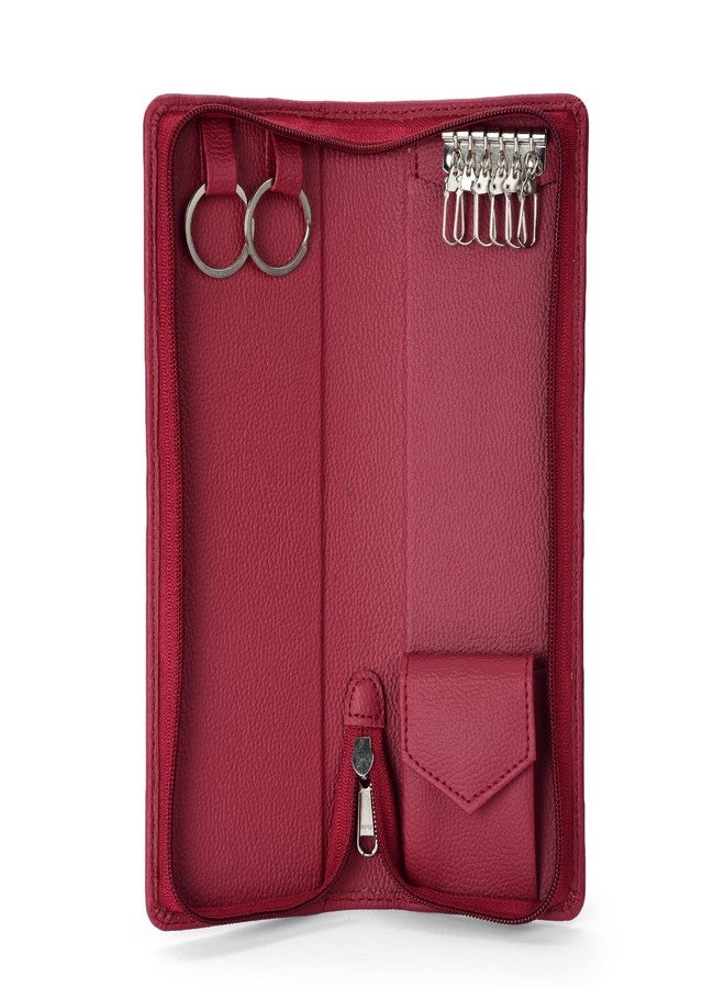 essart Premium PU Leather Key Case - Compact Key Holder with 6 Hooks & Zipper Closure Strong PU Leather Locker Key Case with Zip Closure - Image 1