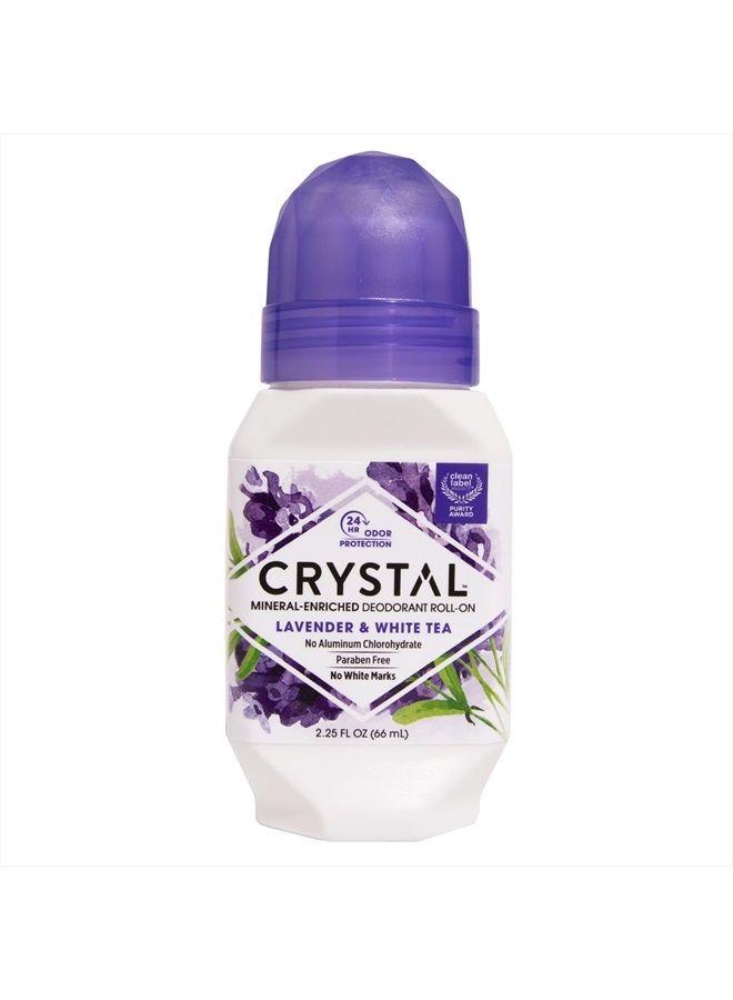 CRYSTAL Deodorant Crystal Mineral Deodorant Roll-On, Lavender & White Tea, Purple, 2.25 Fl Oz - Image 1