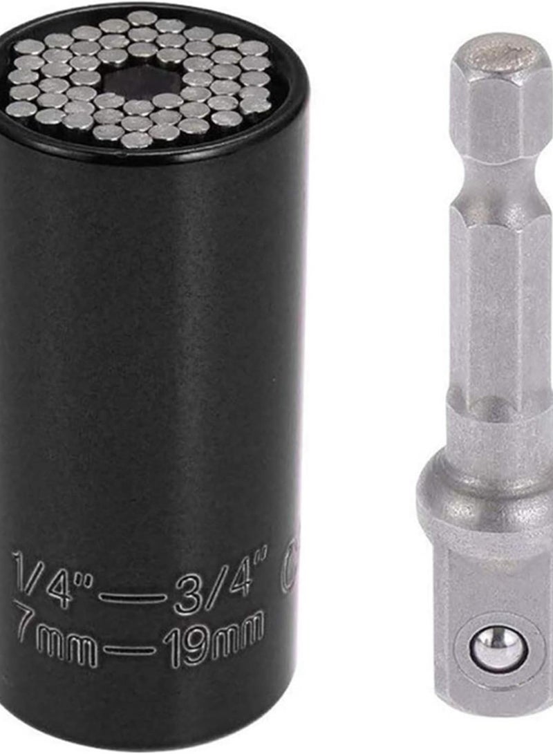 GGOOT Universal Hardware Torque Wrench Head Set Socket Sleeve In Wrench 7-19mm Spanner Key Magic Portable Multi Hand Tools Socket Set(Black)  - Image 1