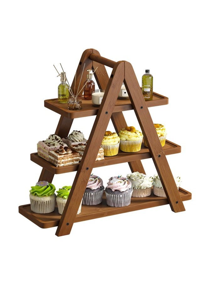 STDDRE 3 Tier Serving Tray Cupcake Stand and Towers Serving Tray for Party Food Tray Farmhouse Serving Platter Decorative Tray Decor Dessert Display Set Tiered Tray Stand (Brown) - Image 1