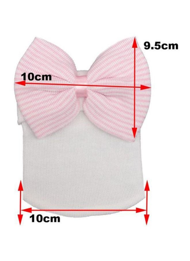 QiaoKai Striped Bow Infant Cap White/Pink  - Image 4