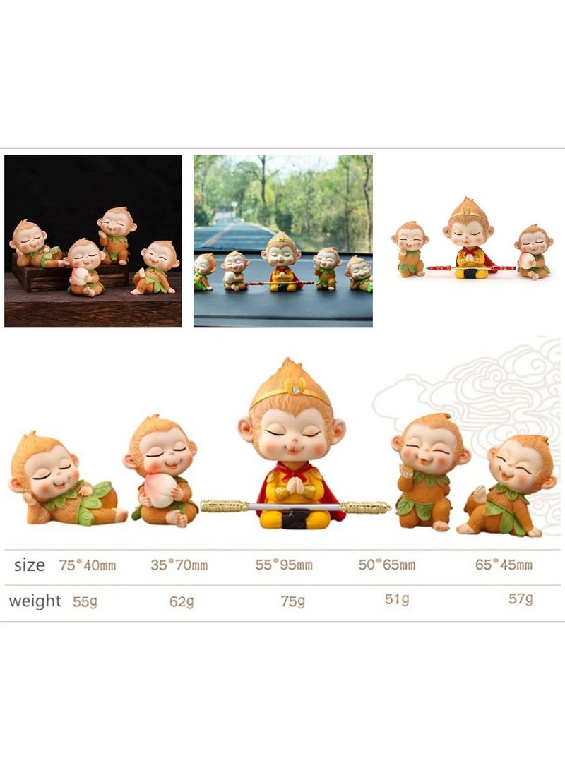 عام تمثال ملك القرد 5 قطع - تمثال ملك القرد القابل للتحصيل - شخصية قرد لطيفة - ديكور منزل - تمثال ملك القرد - تمثال شخصية ملك القرد - هدية رائعة - مادة الراتينج - Image 3