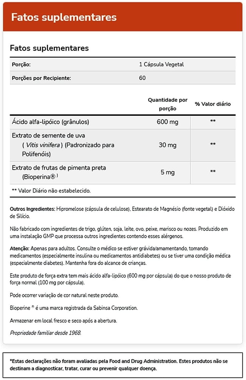 NOW Foods Alpha Lipoic Acid 600 mg with Grape Seed Extract - Image 4