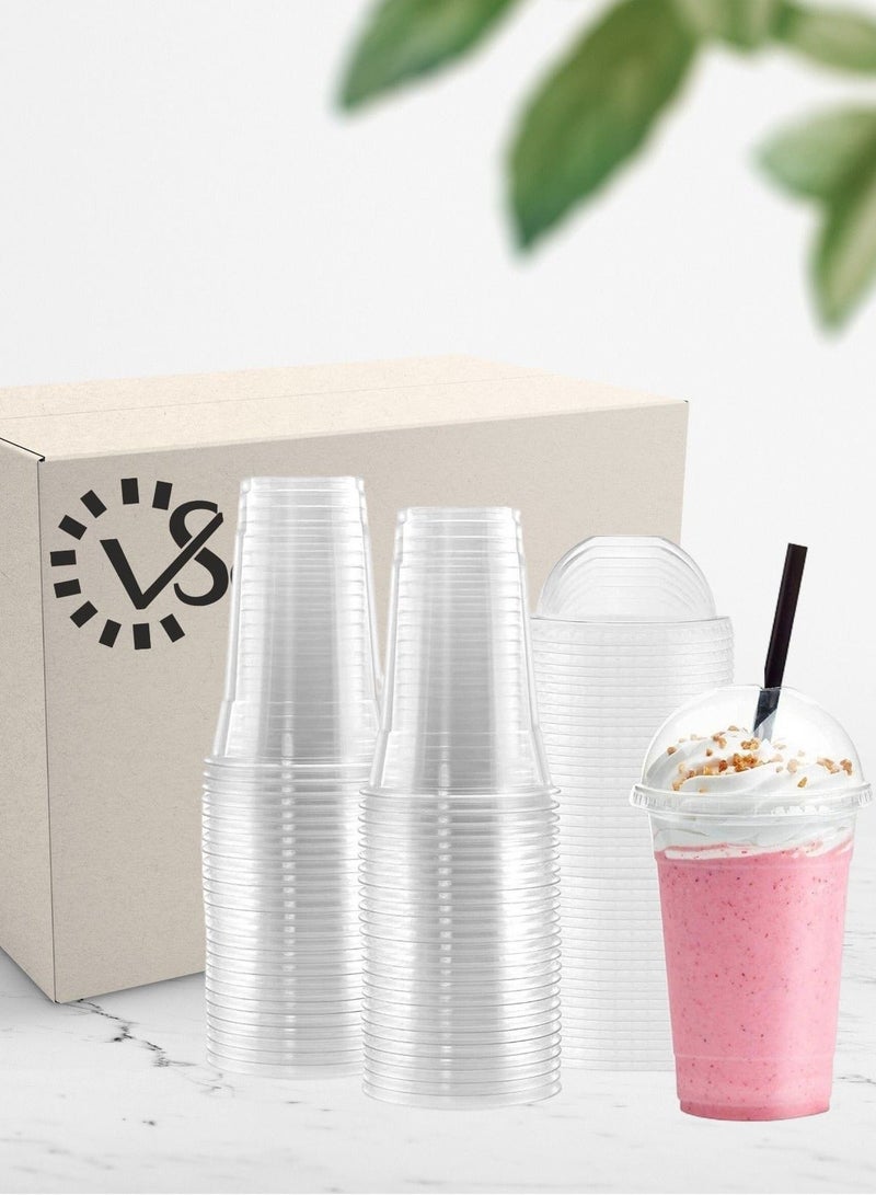 vsell24 24oz Clear Plastic Cups with Dome Lids – Disposable Cold Drink Cups for Smoothies, Iced Coffee, Milkshakes, Juice & Beverages – Perfect for Cafes, Parties, Events & Takeaway - Image 3