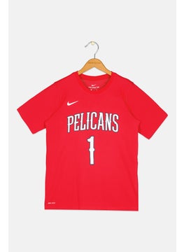 Nike Nike x NBA Kids Boy Graphic Print Short Sleeve Outdoor T-Shirt, Red  - Image 1