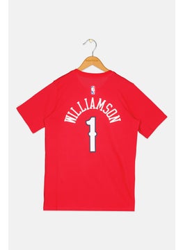 Nike Nike x NBA Kids Boy Graphic Print Short Sleeve Outdoor T-Shirt, Red  - Image 2