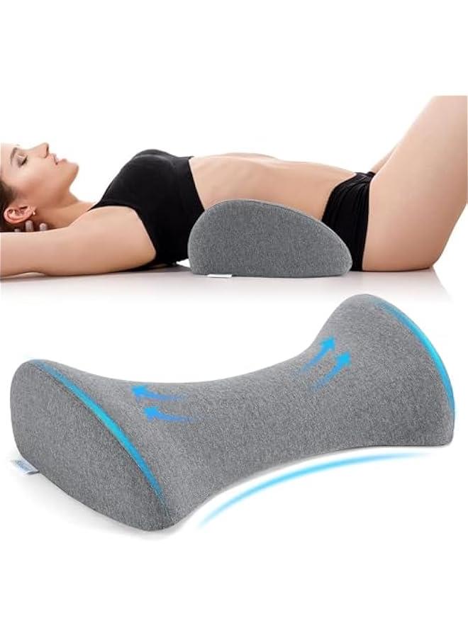 HOOKOR Lumbar Support Pillow for Sleeping, Heated Lower Back Support Pillowcfor Lower Back Pain Relief, Memory Foam Back Waist Cushion for Bed and Chair (Dark Gray) - Image 1
