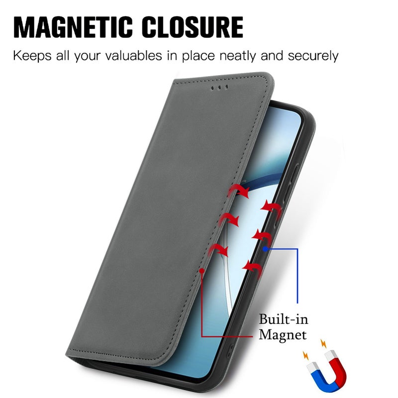 HuHa Case Cover For Nothing Phone 2a Plus Retro Skin Feel Magnetic Flip Leather Phone Case(Gray) - Image 5