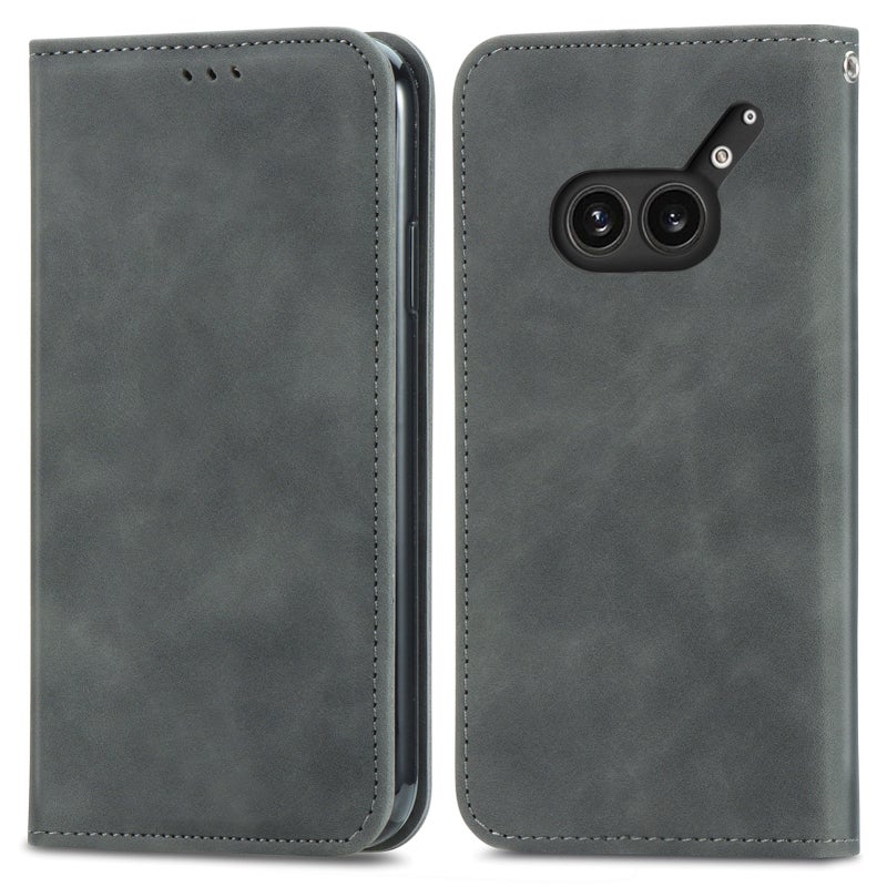 HuHa Case Cover For Nothing Phone 2a Plus Retro Skin Feel Magnetic Flip Leather Phone Case(Gray) - Image 2