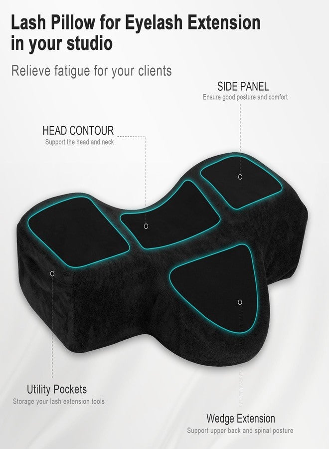 IMENE Lash Pillow for Eyelash Extensions- Memory Foam Lash Pillow with Neck and Back Support, Large Ergonomic lash Bed Pillow with Velvet Pillowcase and Lash Organizer Pockets - Image 4