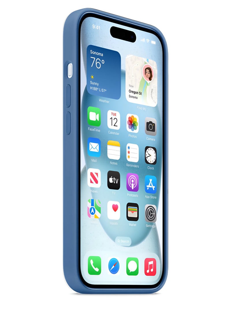 ميدا جراب سيليكون لموبايل ايفون 15 - 6.1 انش حماية كامل الجسم بملمس ناعم حريري غطاء مضاد للصدمات - Image 3