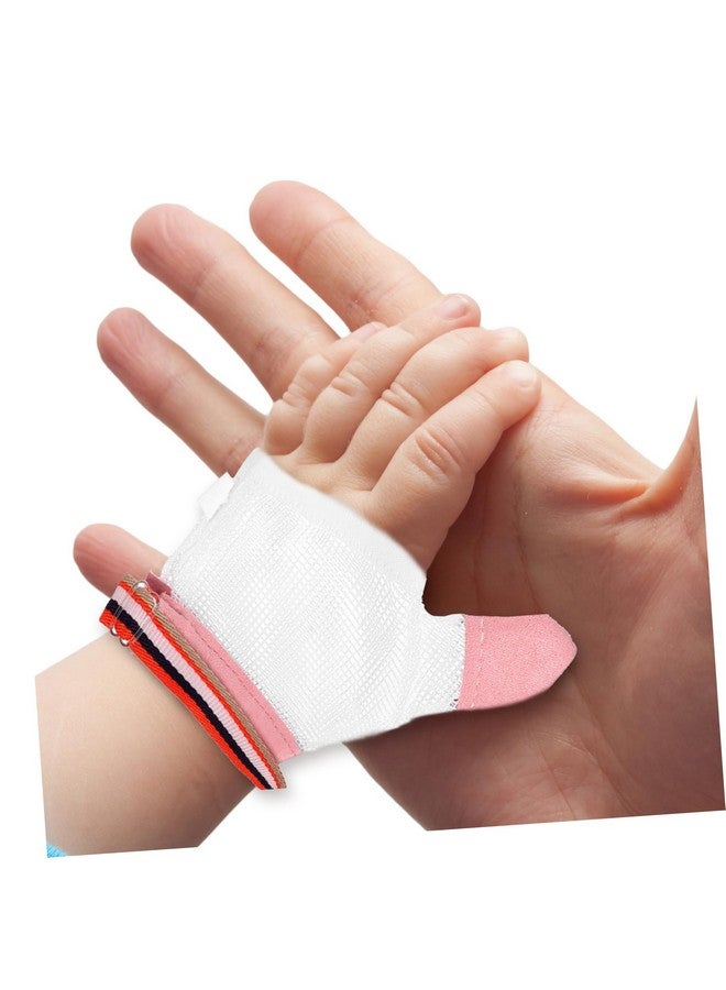 Healifty 2 Pairs Baby Thumb Sucking Stop Finger Guard Thumb Sucking Glove No Scratch Breathable Finger Thumb Protector with Wrist Band for Toddlers S White - Image 3