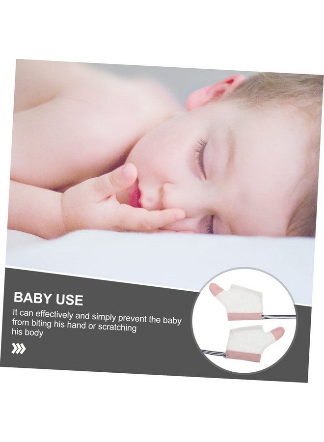 Healifty 2 Pairs Baby Thumb Sucking Stop Finger Guard Thumb Sucking Glove No Scratch Breathable Finger Thumb Protector with Wrist Band for Toddlers S White - Image 2