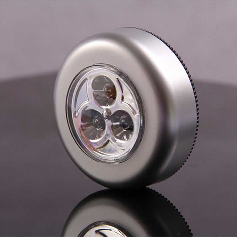 أضواء ليلية LED 3 قطع ذاتية اللصق تعمل بالبطارية - ضوء أبيض ناعم ساطع - تشغيل بالضغط من الأعلى - مصابيح لاسلكية للخزائن والجدران ودواليب الملابس للاستخدام المنزلي - Image 5