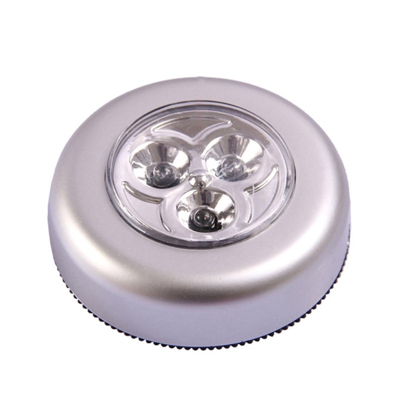 أضواء ليلية LED 3 قطع ذاتية اللصق تعمل بالبطارية - ضوء أبيض ناعم ساطع - تشغيل بالضغط من الأعلى - مصابيح لاسلكية للخزائن والجدران ودواليب الملابس للاستخدام المنزلي - Image 1