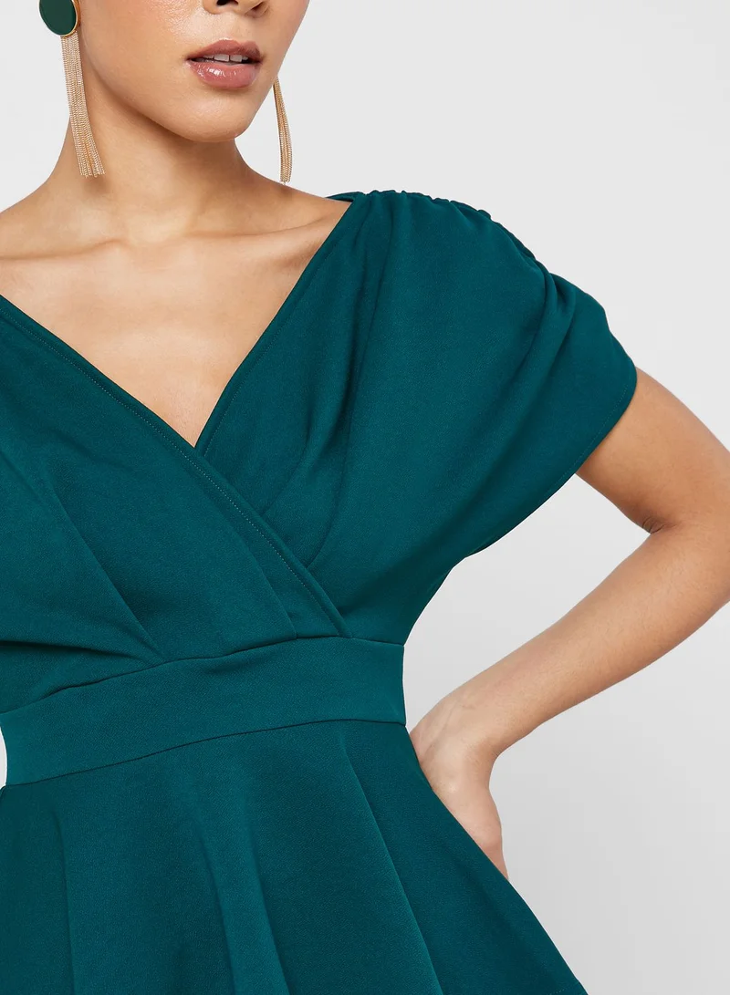 QUIZ Ruched Sleeve Peplum Top
