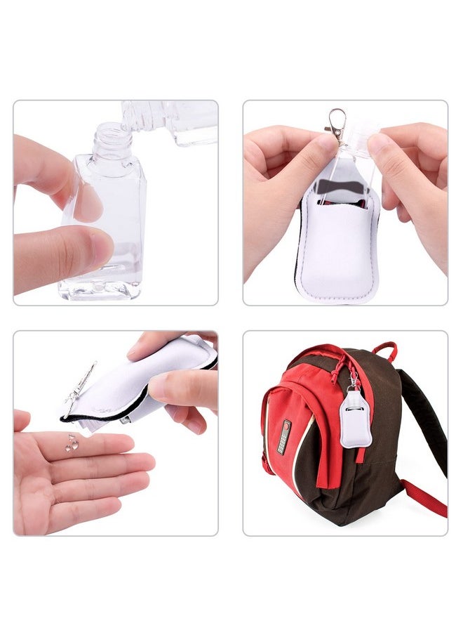 Duufin - 40 Pieces Hand Sanitizer Holder Empty Travel Bottle Set Including 20 Pieces Hand Sanitizer Keychain Holders And 20 Pieces Reusable Flip Cap Travel Bottles For Hand Sanitizer, White - Image 1
