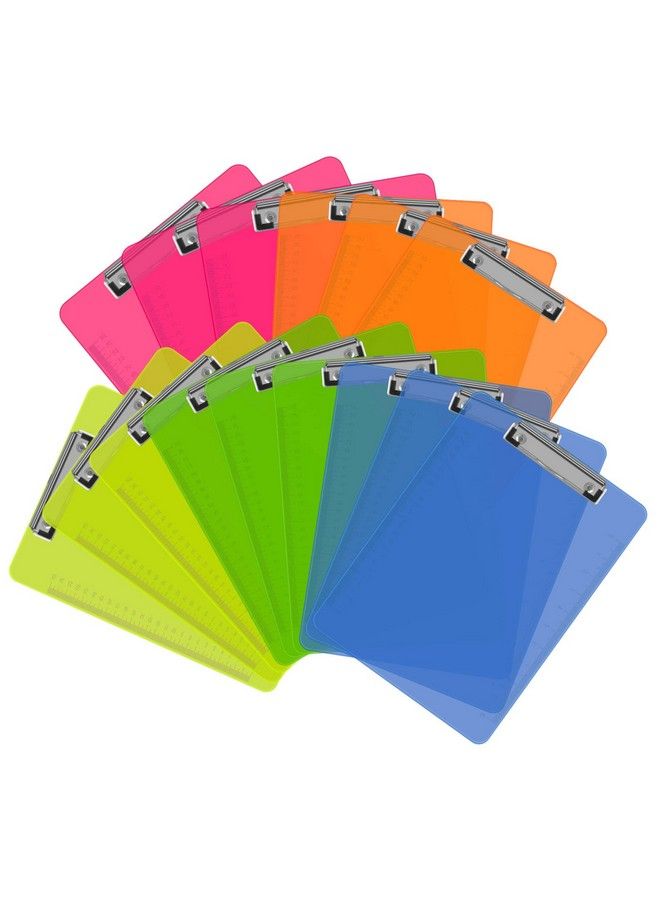 HERKKA Clipboards Herkka 15 Pack Upgrade Plastic Clipboards Low Profile Clip Standard A4 Letter Size Assorted Transparent Color For Classroom And Office Use - Image 2