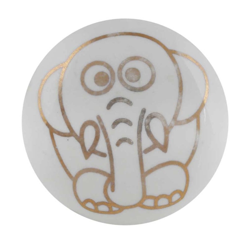 Indian-Shelf IndianShelf 8 Pack Kids Knobs Drawer Knobs Decorative Knobs Jumbo Elephant Kids Dresser Knobs Gold White Pull Ceramic Pulls and Knobs Knobs for Cabinet  - Image 2