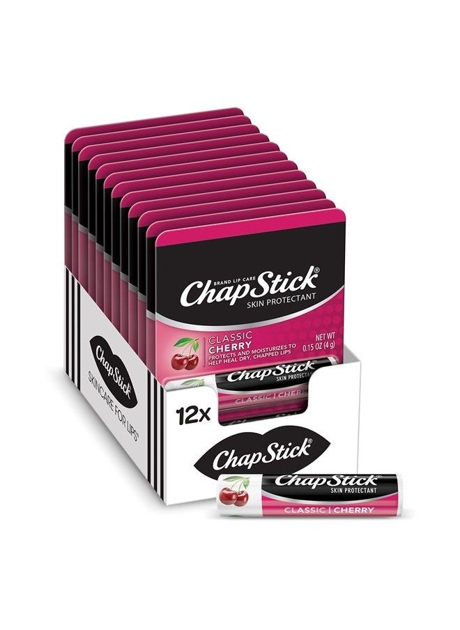chapstick - Classic Cherry Lip Balm Tube, Flavored Lip Balm for Lip Care on Chafed, Chapped or Cracked Lips - 0.15 Oz (Pack of 12) - Image 1