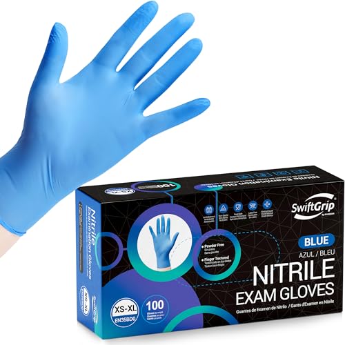 SwiftGrip Disposable Nitrile Exam Gloves 3 Mil Blue Nitrile Gloves Disposable Latex Free Medical Gloves Cleaning Gloves FoodSafe Rubber Gloves Powder Free NonSterile 100ct Box Small - Image 2