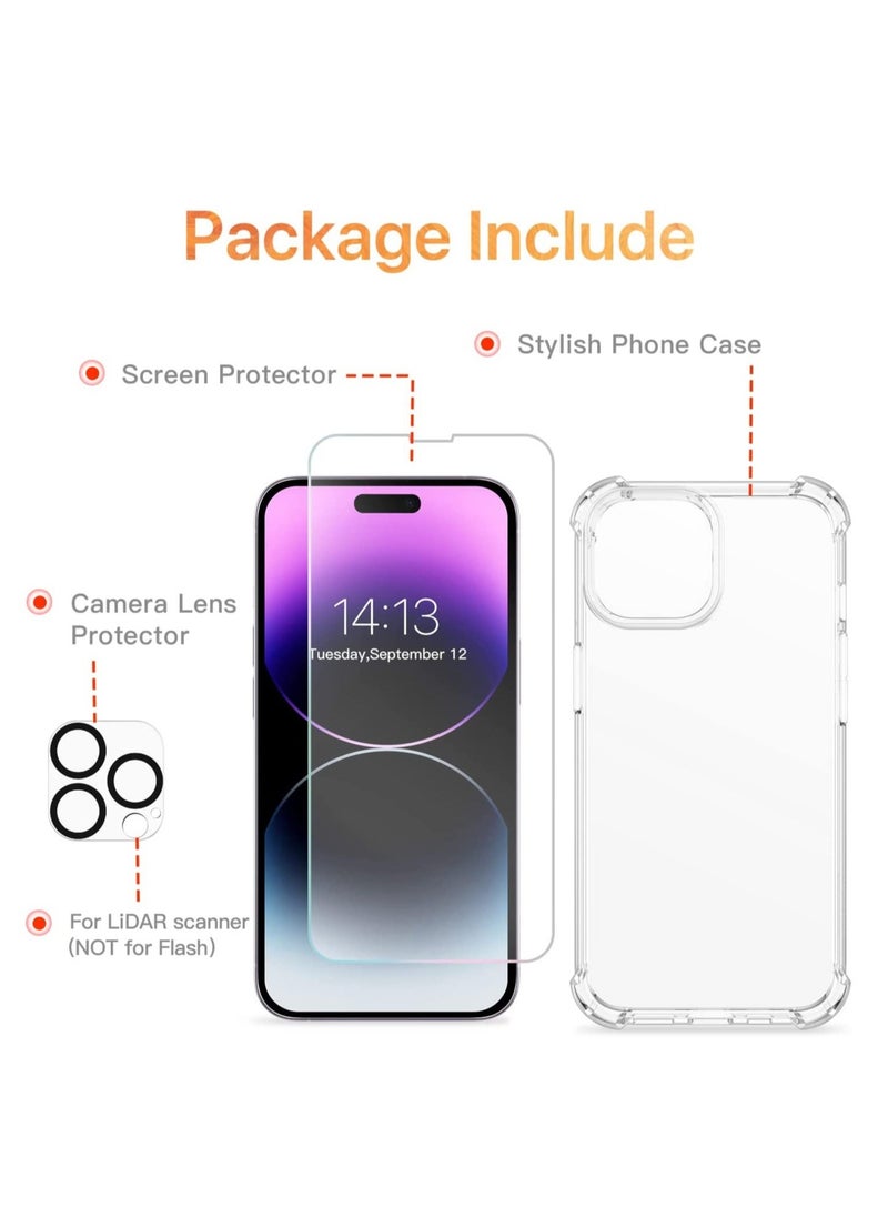 Raxoom Case Compatible with iPhone 14 Pro Max 6.7 Inch, with Screen Protector + Camera Lens Protector Clear Soft & Flexible Design Transparent Shockproof Protective Women Phone Cover, 2022 (Clear) - Image 5