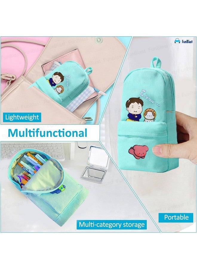 فنبلاست حقيبة أقلام فن بلاست للبنات - حقيبة أقلام كاواي، حقيبة أقلام كبيرة قابلة للتعليق، حقيبة أقلام أنيقة، حقيبة كرتونية لطيفة للأطفال، حقيبة جمالية لطلاب المدارس والجامعات (أخضر) - Image 3