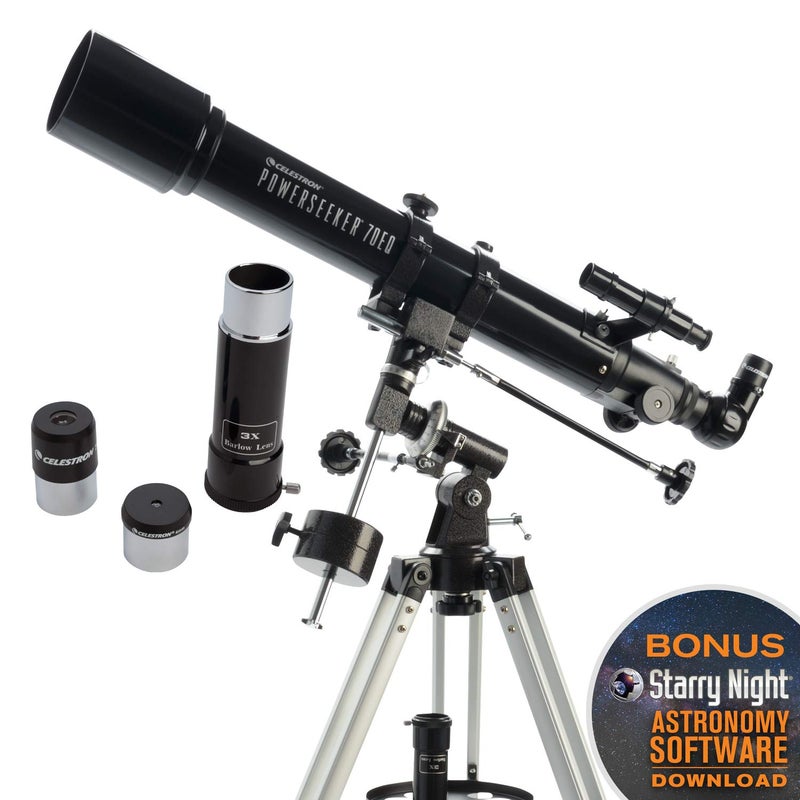 Celestron - PowerSeeker 70EQ Telescope - Manual German Equatorial Telescope for Beginners - Compact and Portable - Bonus Astronomy Software Package - 70mm Aperture - Image 3