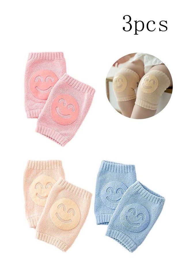 واي جيه ثلاثة أزواج من وسائد الركبة المضادة للانزلاق المزحفة، وسائد واقية من الركبة المريحة والكوع، وسائد لحماية الرُضَّع والركبة (خاكي وبلودي وردي) - Image 1