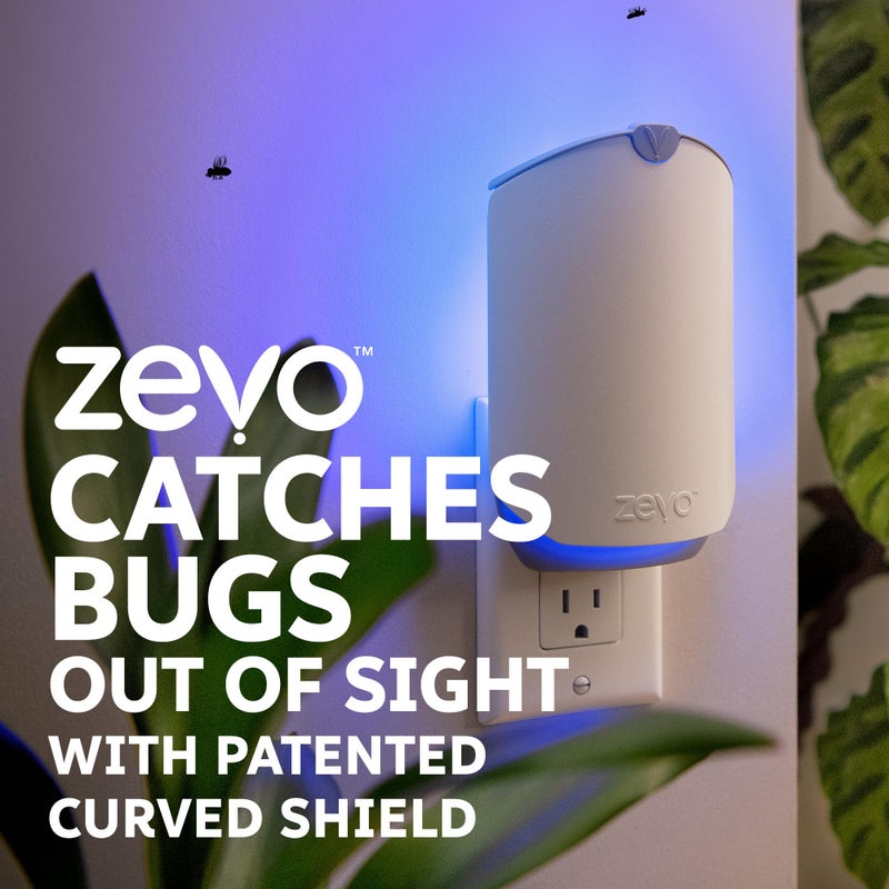 Zevo Flying Insect Trap for Indoors: Light Trap Captures Fruit Flies, Gnats and Houseflies, Starter Kit (1 Plug-in Base + 1 Cartridge) - Image 5