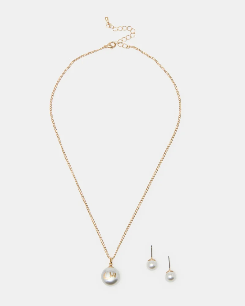 REDTAG Women Gold Letter Siin Necklace Set