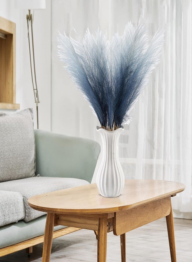 Acfruits 20Pcs Navy Blue Gradient and White Faux Pampas Grass Decor, 21.7" Pompas Grass Flower Arrangement and Vase Filler for Boho Home Wedding Decoration - Image 5