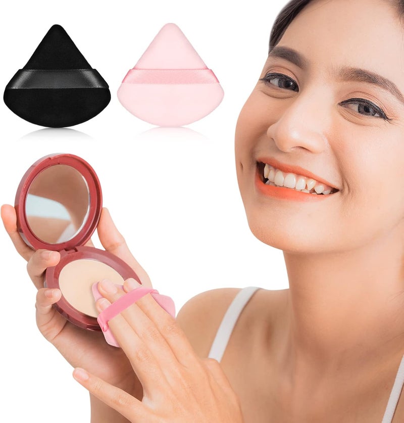 Maitys 12 Pieces Powder Puff Triangle Face Makeup Cosmetic for Loose Powder Soft Body Washable Reusable Foundation Sponge Mineral Wet Dry Makeup Tool(Black, Pink, Small) - Image 5