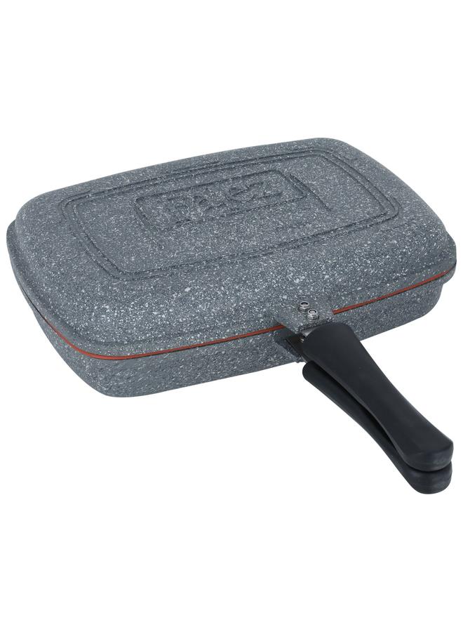 السيف  مقلاة جرانيت مزدوجة الجوانب، مقاس 34 سم، مستطيلة باللون الرمادي - Image 1