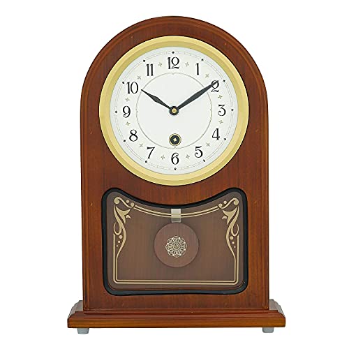 CHRONIKLE Vertical Wooden Analog Pendulum English Numbers Table Clock for Office Desk Study Living Room Decorations Gifts (Size: 23 x 8 x 33.5 CM | Weight: 1240 Gram | Color: Brown) - Image 5