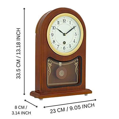 CHRONIKLE Vertical Wooden Analog Pendulum English Numbers Table Clock for Office Desk Study Living Room Decorations Gifts (Size: 23 x 8 x 33.5 CM | Weight: 1240 Gram | Color: Brown) - Image 3