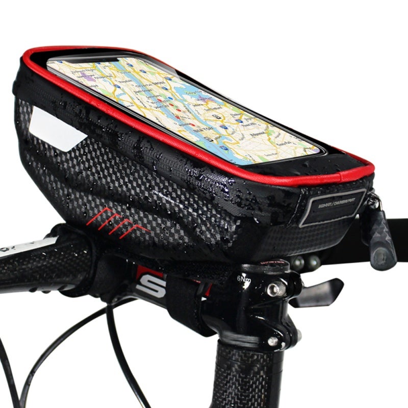 WILD MAN Cycling Bag: 1L Large Space EVA Hard Shell PU Waterproof Shock-Absorbent Touch Screen Bag - Rainproof Easy Cleaning Adjustable Straps Mesh Pouch Bag for Cycling Enthusiasts - Image 1