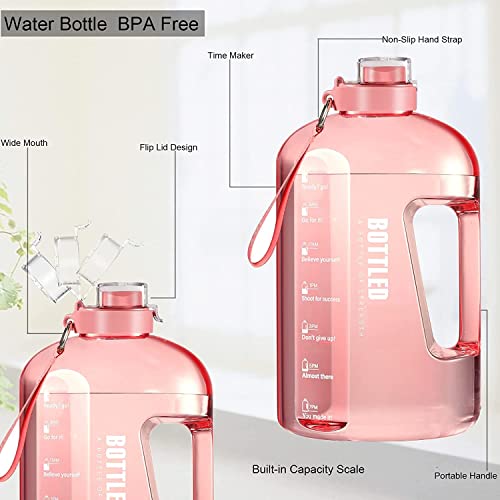 Drofail 2.5 Liter Motivational Sports Gym Bottle Daily water intake with Time Markings BPA-Free. Leak proof For adults For Gym, Travel And office (Pink)| Plastic - Image 2