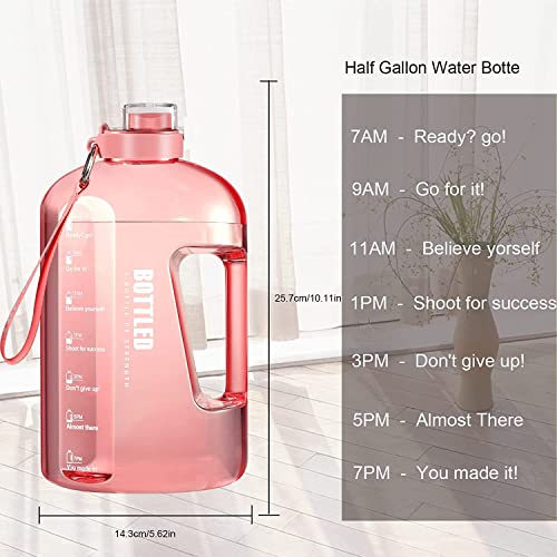 Drofail 2.5 Liter Motivational Sports Gym Bottle Daily water intake with Time Markings BPA-Free. Leak proof For adults For Gym, Travel And office (Pink)| Plastic - Image 3