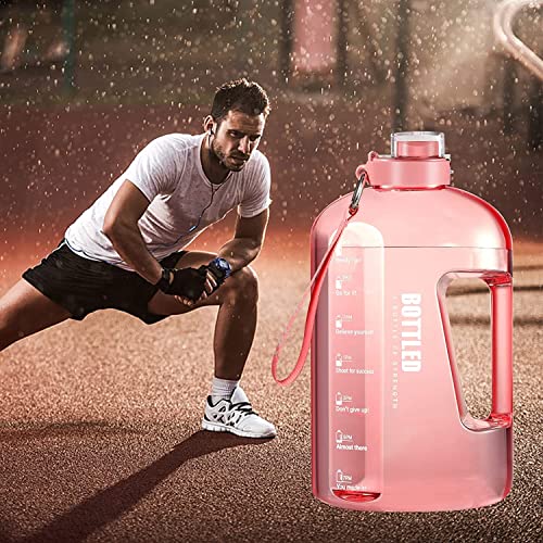 Drofail 2.5 Liter Motivational Sports Gym Bottle Daily water intake with Time Markings BPA-Free. Leak proof For adults For Gym, Travel And office (Pink)| Plastic - Image 5