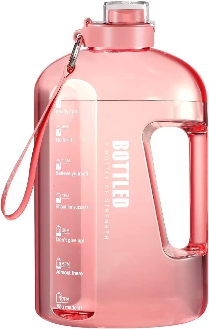 Drofail 2.5 Liter Motivational Sports Gym Bottle Daily water intake with Time Markings BPA-Free. Leak proof For adults For Gym, Travel And office (Pink)| Plastic - Image 1