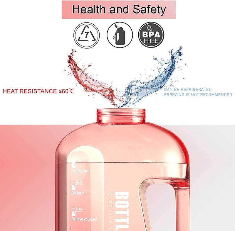 Drofail 2.5 Liter Motivational Sports Gym Bottle Daily water intake with Time Markings BPA-Free. Leak proof For adults For Gym, Travel And office (Pink)| Plastic - Image 4