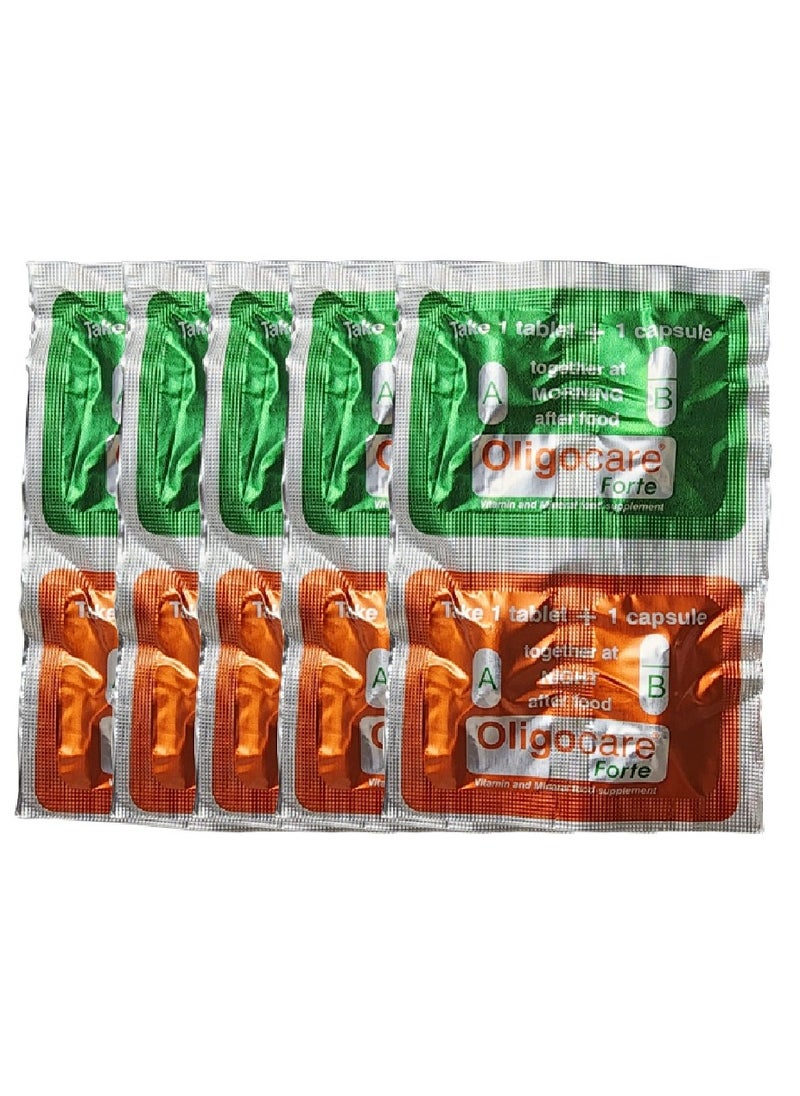 MEYER - Oligocare Forte Vitamin and Mineral Supplement - 5 Strips Each Strip Contains (2 Tablets of Formula A + 2 Capsules of Formula B) - Image 1