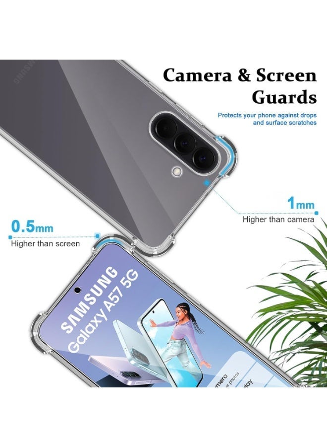 Samsung Galaxy A57 5G Clear Case, Flexible TPU with Reinforced Corners & 2-Pack Screen Protectors - Image 2