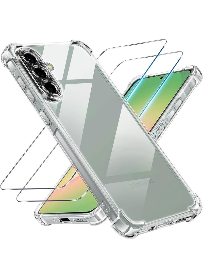 Samsung Galaxy A57 5G Clear Case, Flexible TPU with Reinforced Corners & 2-Pack Screen Protectors - Image 1