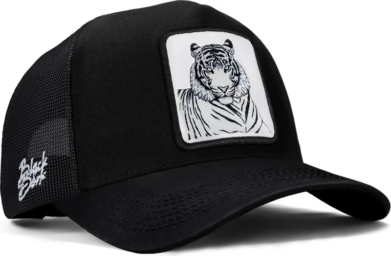 Blackbörk V1 Trucker Bengal Tiger - Unisex Black Hat (Cap) with 1 Code Logo